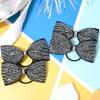 imageDEEKA 6 PCS Black Glitter Tailless Cheer Bows 5quot Rhinestones Competition Hair Bow Elastic Band for Cheerleading Cheerleaders Girls Glitter BlackGlitter Black