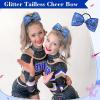 imageDEEKA 6 PCS Black Glitter Tailless Cheer Bows 5quot Rhinestones Competition Hair Bow Elastic Band for Cheerleading Cheerleaders Girls Glitter BlackGlitter Royal Blue