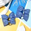 imageDEEKA 6 PCS Black Glitter Tailless Cheer Bows 5quot Rhinestones Competition Hair Bow Elastic Band for Cheerleading Cheerleaders Girls Glitter BlackGlitter Royal Blue