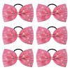 imageDEEKA 6 PCS Black Glitter Tailless Cheer Bows 5quot Rhinestones Competition Hair Bow Elastic Band for Cheerleading Cheerleaders Girls Glitter BlackGlitter Pink