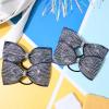 imageDEEKA 6 PCS Black Glitter Tailless Cheer Bows 5quot Rhinestones Competition Hair Bow Elastic Band for Cheerleading Cheerleaders Girls Glitter BlackGlitter Navy Blue
