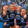imageDEEKA 6 PCS Black Glitter Tailless Cheer Bows 5quot Rhinestones Competition Hair Bow Elastic Band for Cheerleading Cheerleaders Girls Glitter BlackGlitter Royal Blue