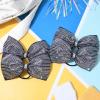 imageDEEKA 6 PCS Black Glitter Tailless Cheer Bows 5quot Rhinestones Competition Hair Bow Elastic Band for Cheerleading Cheerleaders Girls Glitter BlackGlitter Navy Blue