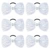 imageDEEKA 6 PCS Black Glitter Tailless Cheer Bows 5quot Rhinestones Competition Hair Bow Elastic Band for Cheerleading Cheerleaders Girls Glitter BlackGlitter White