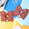 imageDEEKA 6 PCS Black Glitter Tailless Cheer Bows 5quot Rhinestones Competition Hair Bow Elastic Band for Cheerleading Cheerleaders Girls Glitter BlackGlitter Red