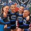 imageDEEKA 6 PCS Black Glitter Tailless Cheer Bows 5quot Rhinestones Competition Hair Bow Elastic Band for Cheerleading Cheerleaders Girls Glitter BlackGlitter Royal Blue