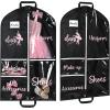 imageDEEKA Cheer Garment Bag for Hanging Clothes with Zipper Pockets Cheer Accessories Mom Essentials Uniform Costume 40 Inch Black Bags Stuff for Cheerleading Girls BlackWhiteCheer QuoteBlack PinkDance