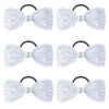 imageDEEKA 6 PCS Black Glitter Tailless Cheer Bows 5quot Rhinestones Competition Hair Bow Elastic Band for Cheerleading Cheerleaders Girls Glitter BlackGlitter White