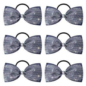 imageDEEKA 6 PCS Black Glitter Tailless Cheer Bows 5quot Rhinestones Competition Hair Bow Elastic Band for Cheerleading Cheerleaders Girls Glitter BlackGlitter Navy Blue