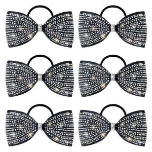 imageDEEKA 6 PCS Black Glitter Tailless Cheer Bows 5quot Rhinestones Competition Hair Bow Elastic Band for Cheerleading Cheerleaders Girls Glitter BlackGlitter Black