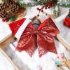 imageDEEKA Santa Hat Red Glitter Cheer Bow 7quot Large Hair Bows Shiny Cheerleader Christmas Gift Accessories Ponytail Holder Elastic Hair Ties for Girls Women RedRed
