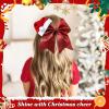 imageDEEKA Santa Hat Red Glitter Cheer Bow 7quot Large Hair Bows Shiny Cheerleader Christmas Gift Accessories Ponytail Holder Elastic Hair Ties for Girls Women RedRed