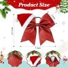 imageDEEKA Santa Hat Red Glitter Cheer Bow 7quot Large Hair Bows Shiny Cheerleader Christmas Gift Accessories Ponytail Holder Elastic Hair Ties for Girls Women RedRed