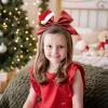 imageDEEKA Santa Hat Red Glitter Cheer Bow 7quot Large Hair Bows Shiny Cheerleader Christmas Gift Accessories Ponytail Holder Elastic Hair Ties for Girls Women RedRed