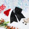 imageDEEKA Santa Hat Red Glitter Cheer Bow 7quot Large Hair Bows Shiny Cheerleader Christmas Gift Accessories Ponytail Holder Elastic Hair Ties for Girls Women RedBlack