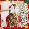 imageDEEKA Santa Hat Red Glitter Cheer Bow 7quot Large Hair Bows Shiny Cheerleader Christmas Gift Accessories Ponytail Holder Elastic Hair Ties for Girls Women RedWhite