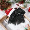 imageDEEKA Santa Hat Red Glitter Cheer Bow 7quot Large Hair Bows Shiny Cheerleader Christmas Gift Accessories Ponytail Holder Elastic Hair Ties for Girls Women RedBlack