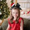 imageDEEKA Santa Hat Red Glitter Cheer Bow 7quot Large Hair Bows Shiny Cheerleader Christmas Gift Accessories Ponytail Holder Elastic Hair Ties for Girls Women RedBlack