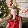 imageDEEKA Santa Hat Red Glitter Cheer Bow 7quot Large Hair Bows Shiny Cheerleader Christmas Gift Accessories Ponytail Holder Elastic Hair Ties for Girls Women RedGold
