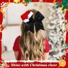 imageDEEKA Santa Hat Red Glitter Cheer Bow 7quot Large Hair Bows Shiny Cheerleader Christmas Gift Accessories Ponytail Holder Elastic Hair Ties for Girls Women RedBlack