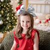 imageDEEKA Santa Hat Red Glitter Cheer Bow 7quot Large Hair Bows Shiny Cheerleader Christmas Gift Accessories Ponytail Holder Elastic Hair Ties for Girls Women RedSilver
