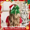imageDEEKA Santa Hat Red Glitter Cheer Bow 7quot Large Hair Bows Shiny Cheerleader Christmas Gift Accessories Ponytail Holder Elastic Hair Ties for Girls Women RedGreen