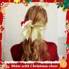 imageDEEKA Santa Hat Red Glitter Cheer Bow 7quot Large Hair Bows Shiny Cheerleader Christmas Gift Accessories Ponytail Holder Elastic Hair Ties for Girls Women RedGold