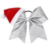 imageDEEKA Santa Hat Red Glitter Cheer Bow 7quot Large Hair Bows Shiny Cheerleader Christmas Gift Accessories Ponytail Holder Elastic Hair Ties for Girls Women RedSilver