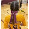 imageDEEKA Long Tail Rhinestones Cheer Bows 12 PCS Collegiate Style Full Rhinestone Skinny Ponytail Holder Handmade for Girls Teens Cheerleader Sports PurpleMaroon