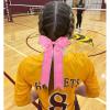 imageDEEKA Long Tail Rhinestones Cheer Bows 12 PCS Collegiate Style Full Rhinestone Skinny Ponytail Holder Handmade for Girls Teens Cheerleader Sports PurpleHot Pink