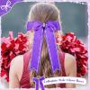 imageDEEKA Long Tail Rhinestones Cheer Bows 12 PCS Collegiate Style Full Rhinestone Skinny Ponytail Holder Handmade for Girls Teens Cheerleader Sports PurplePurple