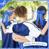 imageDEEKA Long Tail Rhinestones Cheer Bows 12 PCS Collegiate Style Full Rhinestone Skinny Ponytail Holder Handmade for Girls Teens Cheerleader Sports PurpleRoyal Blue