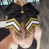 image:imageDEEKA 10 PCS 8 Rhinestones Large Cheer Hair Bows Glitter Cheer Ponytail Holder Handmade for Teen Girls Softball Cheerleader Sports Royal BlueBlackGoldWhitePack of 8