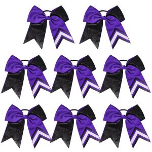 image:imageDEEKA 10 PCS 8 Rhinestones Large Cheer Hair Bows Glitter Cheer Ponytail Holder Handmade for Teen Girls Softball Cheerleader Sports Royal BlueGlitter BlackPurplePack of 8