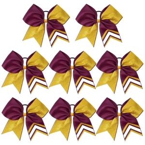 image:imageDEEKA 10 PCS 8 Rhinestones Large Cheer Hair Bows Glitter Cheer Ponytail Holder Handmade for Teen Girls Softball Cheerleader Sports Royal BlueGlitter GoldBurgundyPack of 8