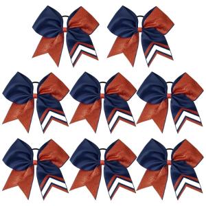 image:imageDEEKA 10 PCS 8 Rhinestones Large Cheer Hair Bows Glitter Cheer Ponytail Holder Handmade for Teen Girls Softball Cheerleader Sports Royal BlueGlitter RedNavyPack of 8