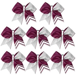 image:imageDEEKA 10 PCS 8 Rhinestones Large Cheer Hair Bows Glitter Cheer Ponytail Holder Handmade for Teen Girls Softball Cheerleader Sports Royal BlueGlitter SilverBurgundyPack of 8