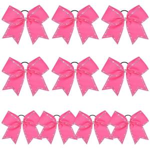 image:imageDEEKA 10 PCS 8 Rhinestones Large Cheer Hair Bows Glitter Cheer Ponytail Holder Handmade for Teen Girls Softball Cheerleader Sports Royal BluePinkRhinestone Pack of 10