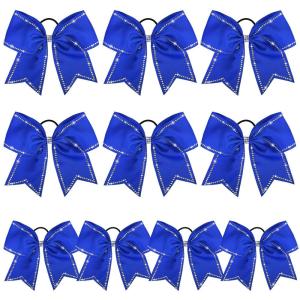 image:imageDEEKA 10 PCS 8 Rhinestones Large Cheer Hair Bows Glitter Cheer Ponytail Holder Handmade for Teen Girls Softball Cheerleader Sports Royal BlueRoyal BlueRhinestone Pack of 10