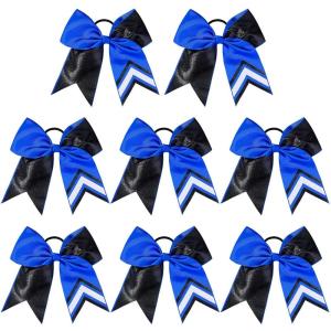 image:imageDEEKA 10 PCS 8 Rhinestones Large Cheer Hair Bows Glitter Cheer Ponytail Holder Handmade for Teen Girls Softball Cheerleader Sports Royal BlueRoyal BlueGlitter BlackPack of 8