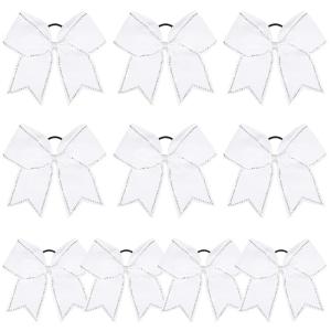 image:imageDEEKA 10 PCS 8 Rhinestones Large Cheer Hair Bows Glitter Cheer Ponytail Holder Handmade for Teen Girls Softball Cheerleader Sports Royal BlueWhiteRhinestone Pack of 10