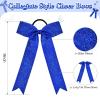 image:imageDEEKA 12PCS Collegiate Style Cheer Bows with Glitter Chevrons Tail Skinny College Cheerleader Ponytail Holder for Volleyball Softball Girls PurpleGoldWhiteGlitter Royal Blue