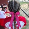 image:imageDEEKA 12PCS Collegiate Style Cheer Bows with Glitter Chevrons Tail Skinny College Cheerleader Ponytail Holder for Volleyball Softball Girls PurpleGoldWhiteGlitter Hot Pink