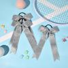 image:imageDEEKA 12PCS Collegiate Style Cheer Bows with Glitter Chevrons Tail Skinny College Cheerleader Ponytail Holder for Volleyball Softball Girls PurpleGoldWhiteGlitter Silver