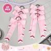 image:imageDEEKA 12PCS Collegiate Style Cheer Bows with Glitter Chevrons Tail Skinny College Cheerleader Ponytail Holder for Volleyball Softball Girls PurpleGoldWhiteLight PinkGlitter Hot PinkWhite