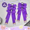 image:imageDEEKA 12PCS Collegiate Style Cheer Bows with Glitter Chevrons Tail Skinny College Cheerleader Ponytail Holder for Volleyball Softball Girls PurpleGoldWhitePurpleGlitter GoldWhite
