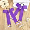 image:imageDEEKA 12PCS Collegiate Style Cheer Bows with Glitter Chevrons Tail Skinny College Cheerleader Ponytail Holder for Volleyball Softball Girls PurpleGoldWhitePurpleGlitter GoldWhite