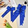 image:imageDEEKA 12PCS Collegiate Style Cheer Bows with Glitter Chevrons Tail Skinny College Cheerleader Ponytail Holder for Volleyball Softball Girls PurpleGoldWhiteGlitter Royal Blue
