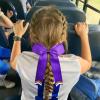 image:imageDEEKA 12PCS Collegiate Style Cheer Bows with Glitter Chevrons Tail Skinny College Cheerleader Ponytail Holder for Volleyball Softball Girls PurpleGoldWhitePurpleGlitter GoldWhite