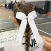 image:imageDEEKA 12PCS Collegiate Style Cheer Bows with Glitter Chevrons Tail Skinny College Cheerleader Ponytail Holder for Volleyball Softball Girls PurpleGoldWhiteGlitter White